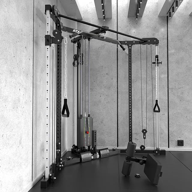 Cable Cross og Lat Pulldown hjørnestasjon med vektstabel - ATX