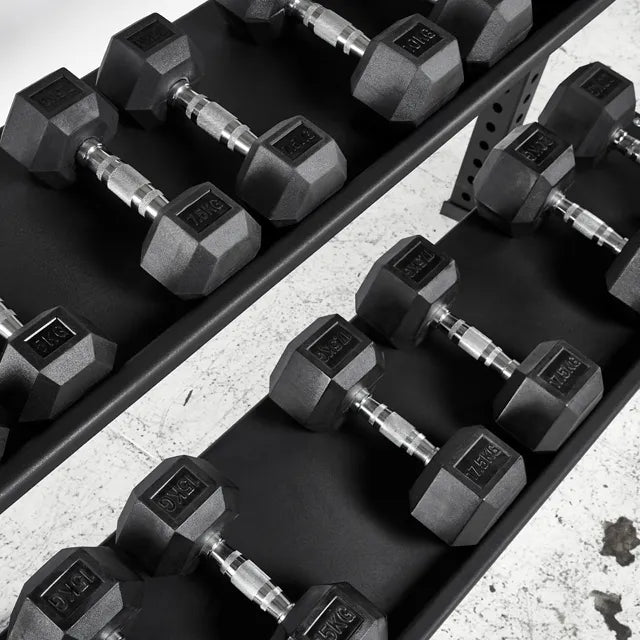 Hex dumbbell sett gummi 5-40 kg med ergonomisk grep - Megafitness Shop