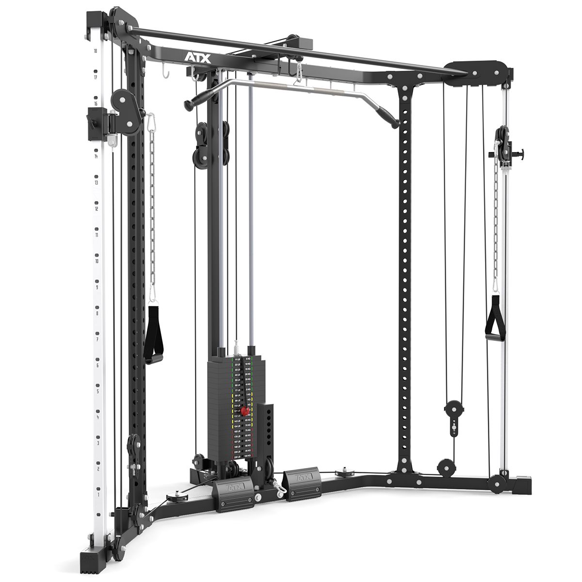 Cable Cross og Lat Pulldown hjørnestasjon med vektstabel - ATX