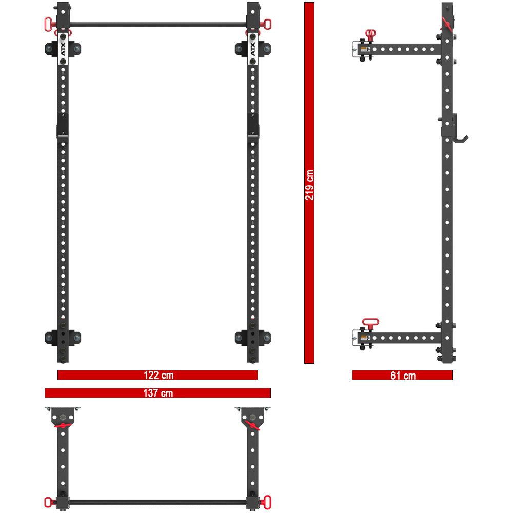 Fold Back Half Rack 750 veggmontert sammenleggbart - ATX