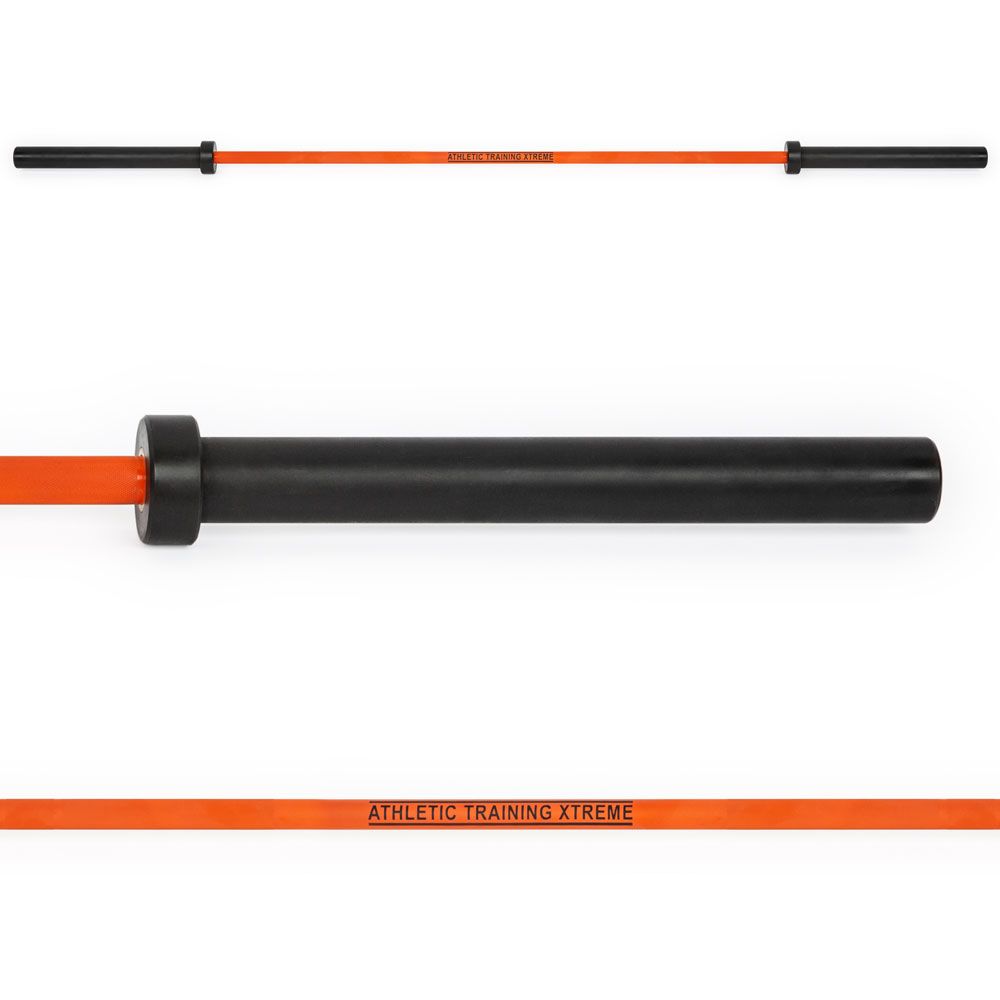 Nærbilde av Cerakote-belegg på ATX® Multi Bar 20 kg 2200 mm Hunter Orange Cerakote