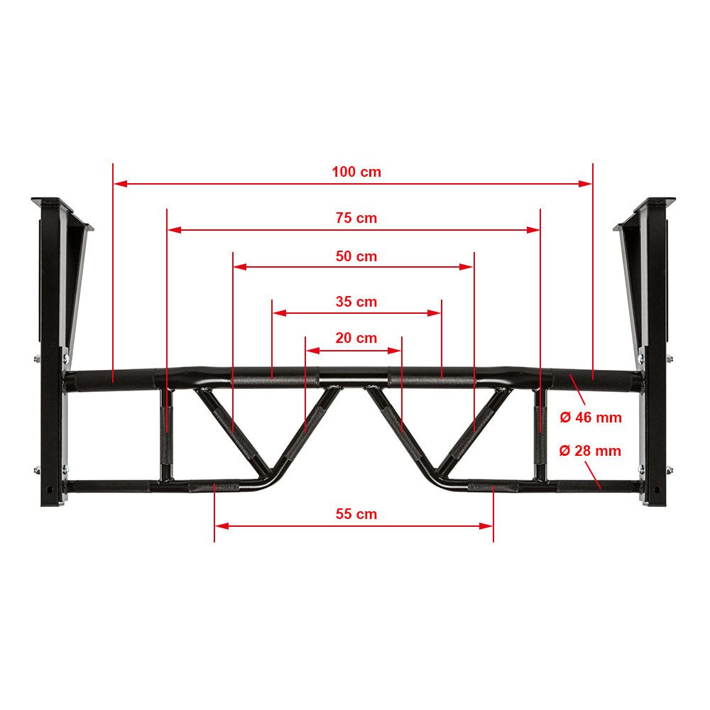 Pull-up-stang Multigrip veggmontert Ø28/46 mm 350 kg - ATX