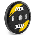Bumper Plate helgummi 15 kg fargede 50 mm Olympic forfra