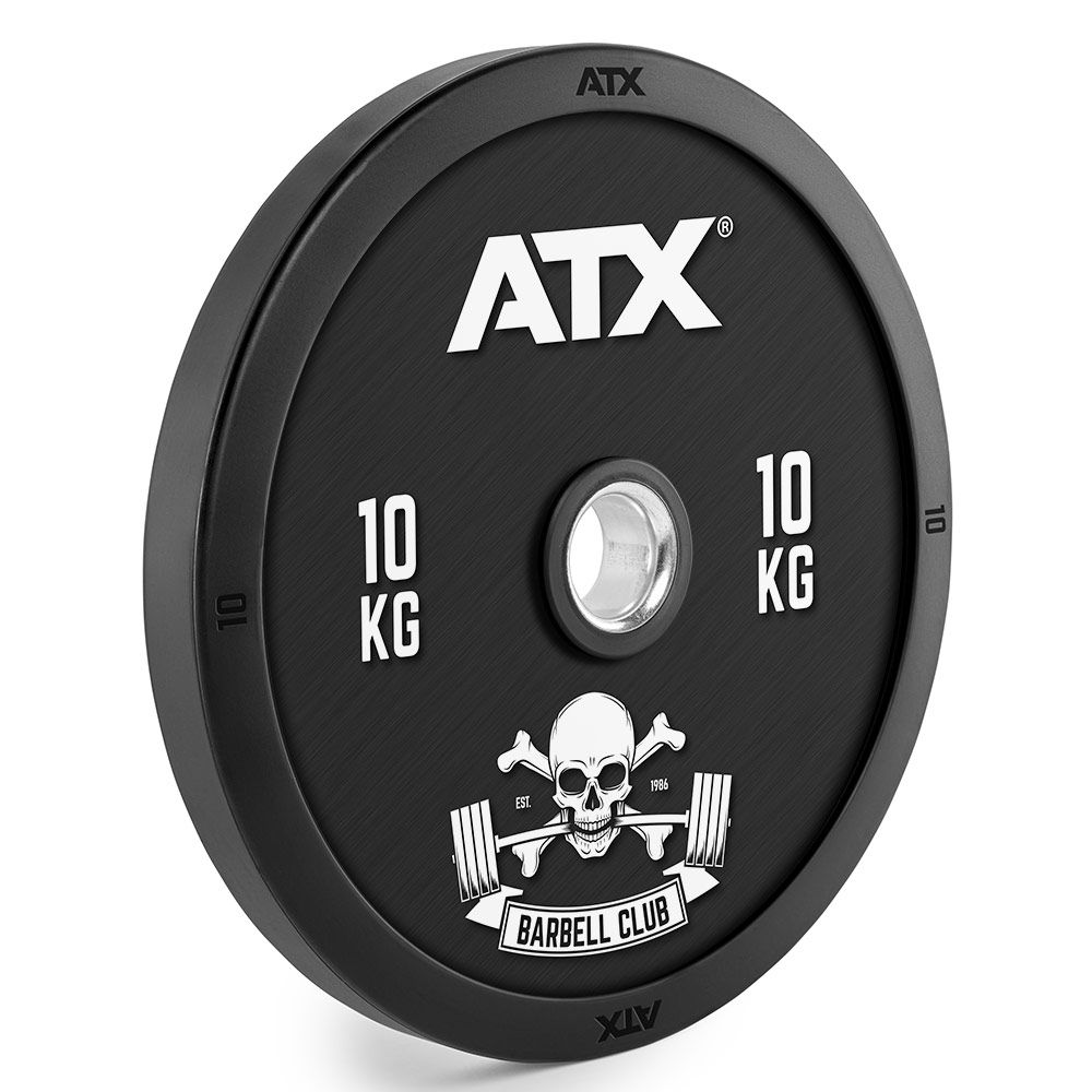 Bumper Plates Barbell Club 5–25 kg helgummi 50 mm montert på vektstang