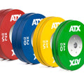 Bumper Plates fargede 140 kg sett 50 mm helsummi forfra