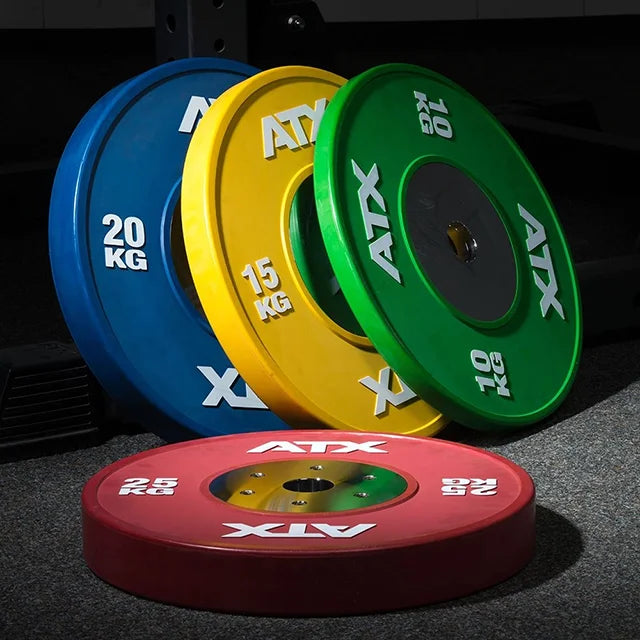 Bumper Plates fargede 140 kg sett 50 mm helsummi detalj