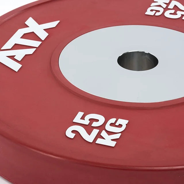 Bumper Plates fargede 140 kg sett 50 mm helsummi nærbilde