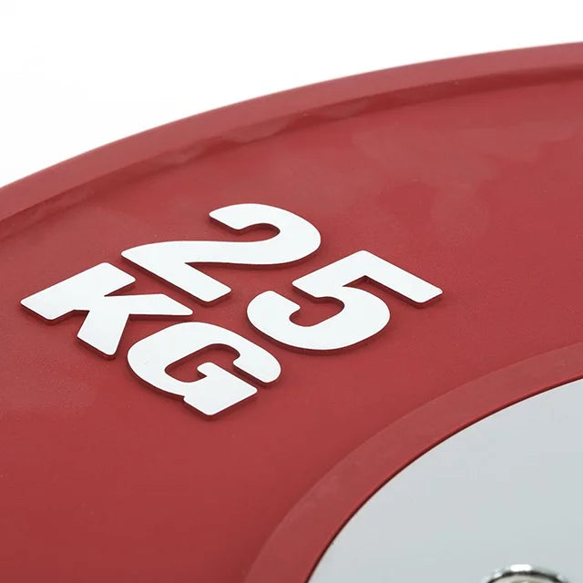 Bumper Plates fargede 140 kg sett 50 mm helsummi stablet