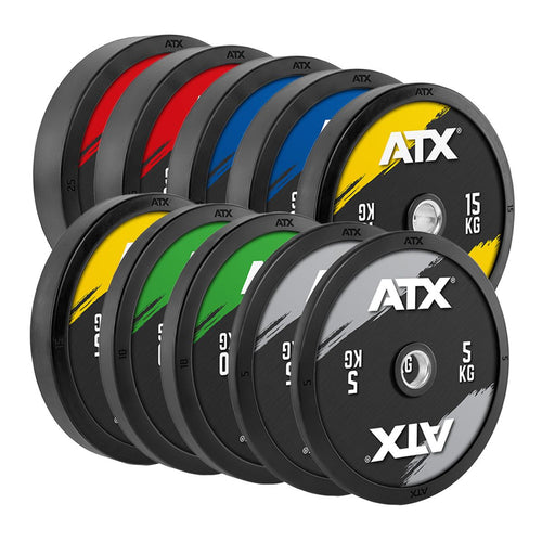 Bumper Plates fargede 150 kg sett 50 mm helsummi forfra