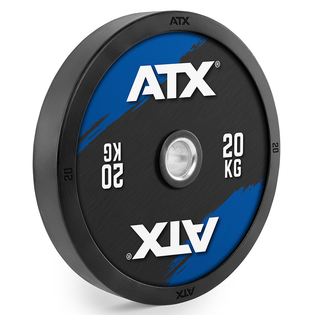 Nærbilde av Bumper Plates fargede 150 kg sett 50 mm helsummi
