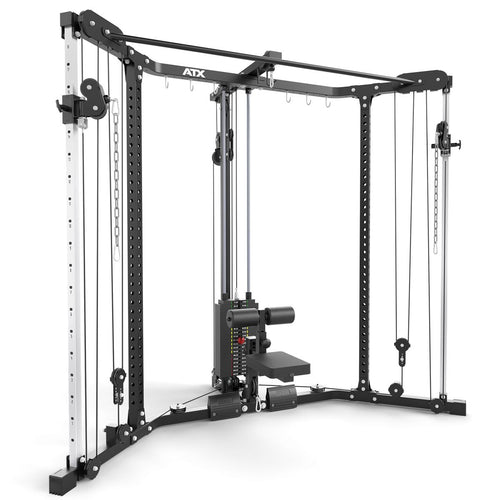Cable Cross og Lat Pulldown hjørnestasjon med vektstabel - ATX forfra