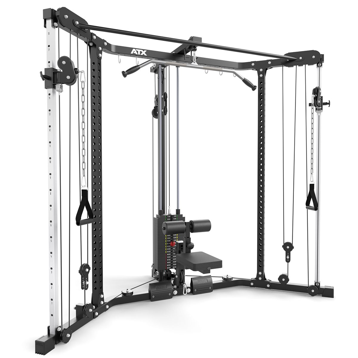 Cable Cross og Lat Pulldown hjørnestasjon med vektstabel - ATX bakside