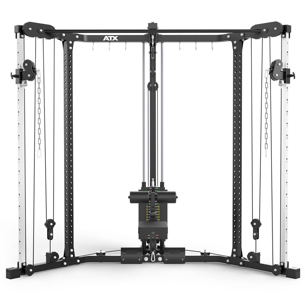 Cable Cross og Lat Pulldown hjørnestasjon med vektstabel - ATX montert