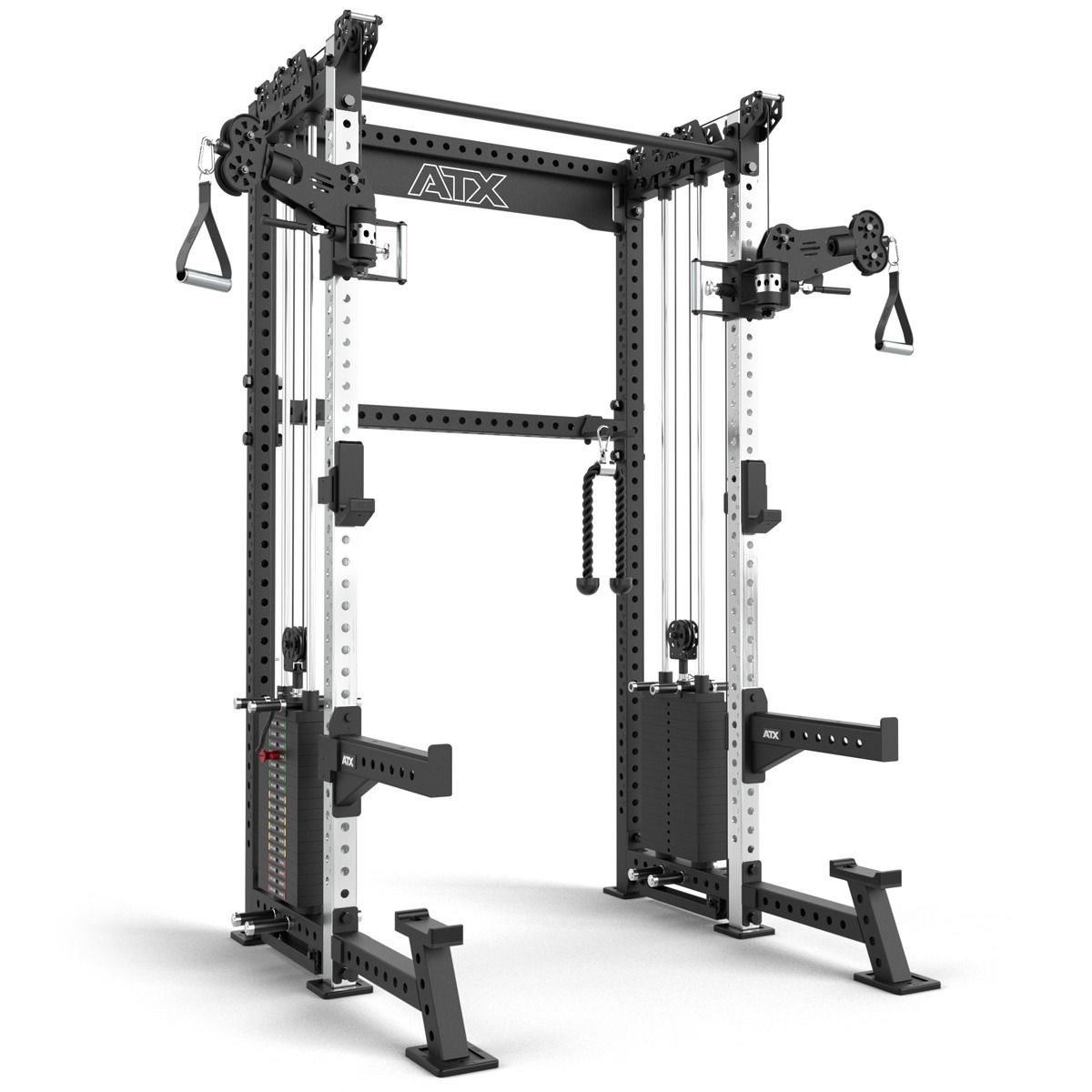 Cable Half Rack med 2 x 90 kg vektstabel 60x60 mm ramme ATX forfra