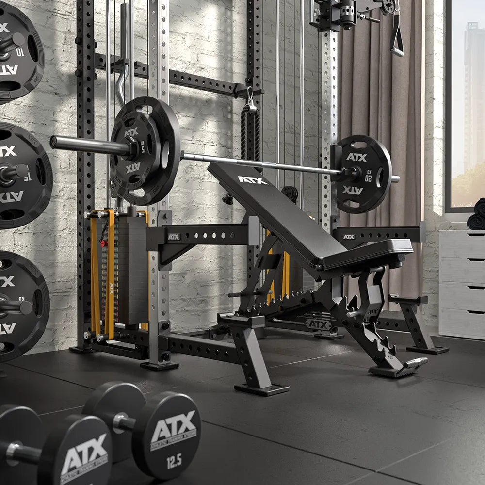 Cable Half Rack med 2 x 90 kg vektstabel, J-Hooks og Safety Spotter - ATX