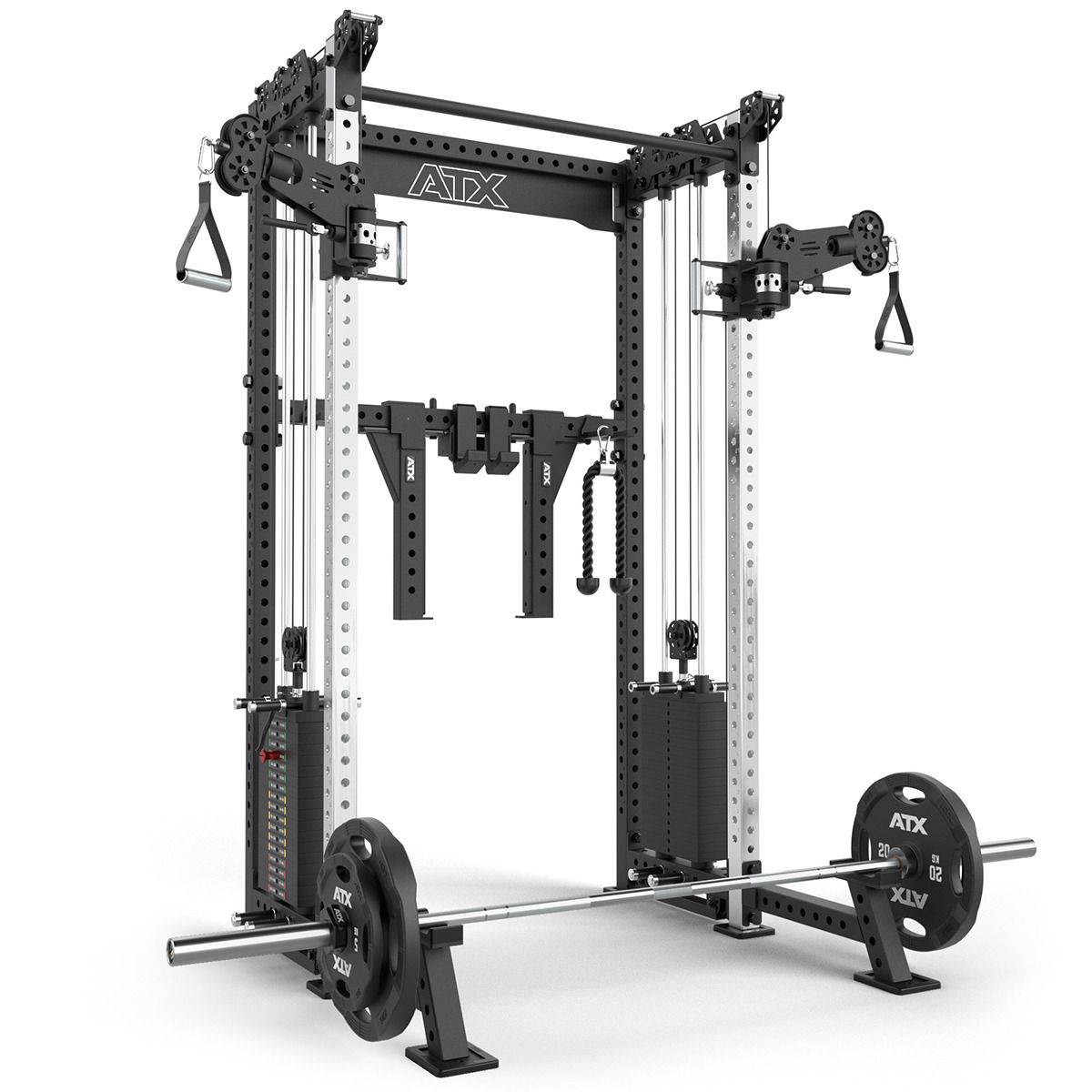 Cable Half Rack med 2 x 90 kg vektstabel 60x60 mm ramme ATX bakside