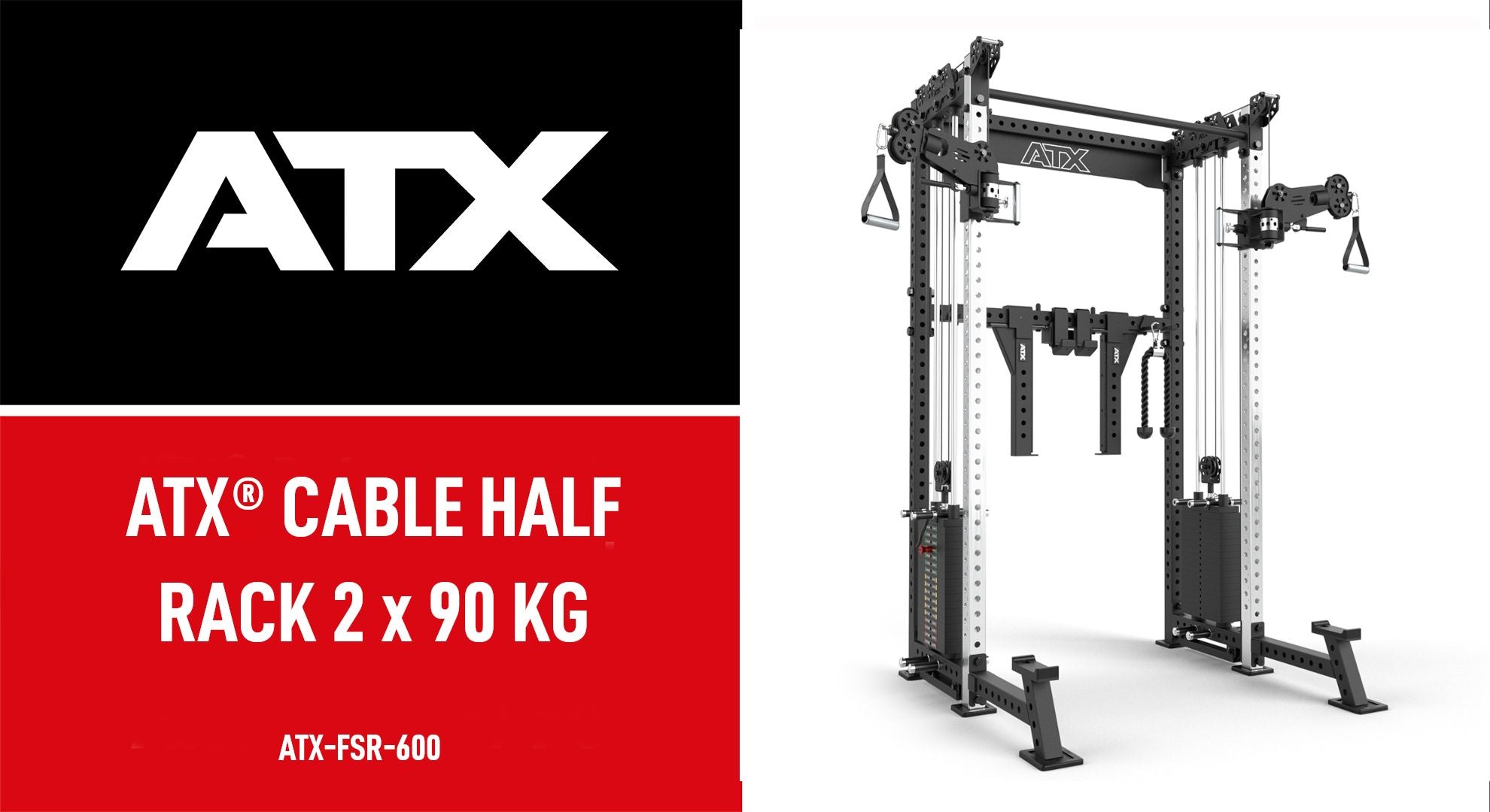 Detaljbilde av Cable Half Rack med 2 x 90 kg vektstabel 60x60 mm ramme ATX