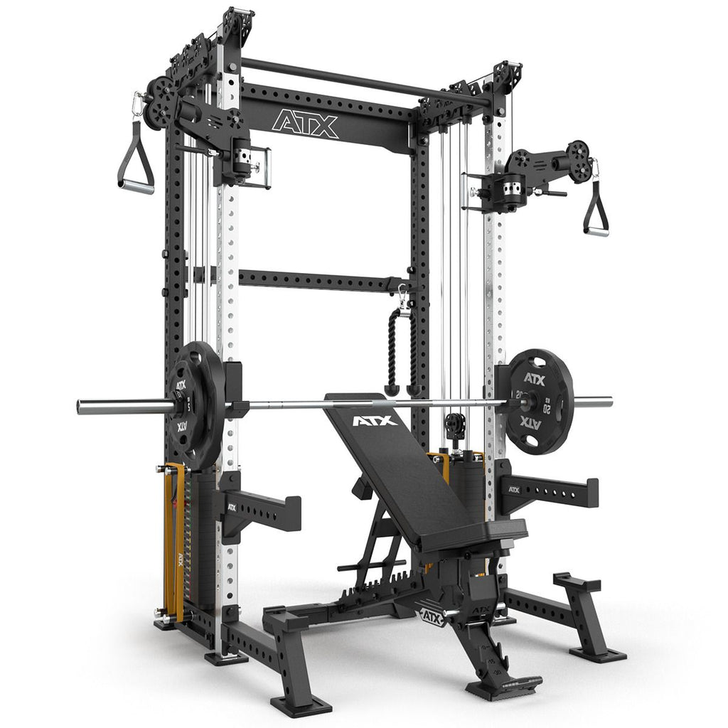 Montert Cable Half Rack med 2 x 90 kg vektstabel 60x60 mm ramme ATX i treningsrom