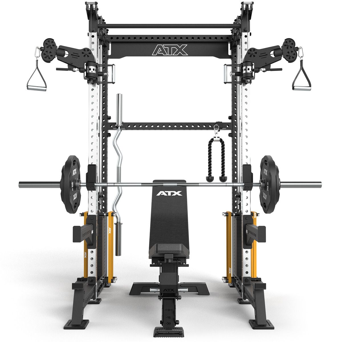 Cable Half Rack med 2 x 90 kg vektstabel, J-Hooks og Safety Spotter - ATX
