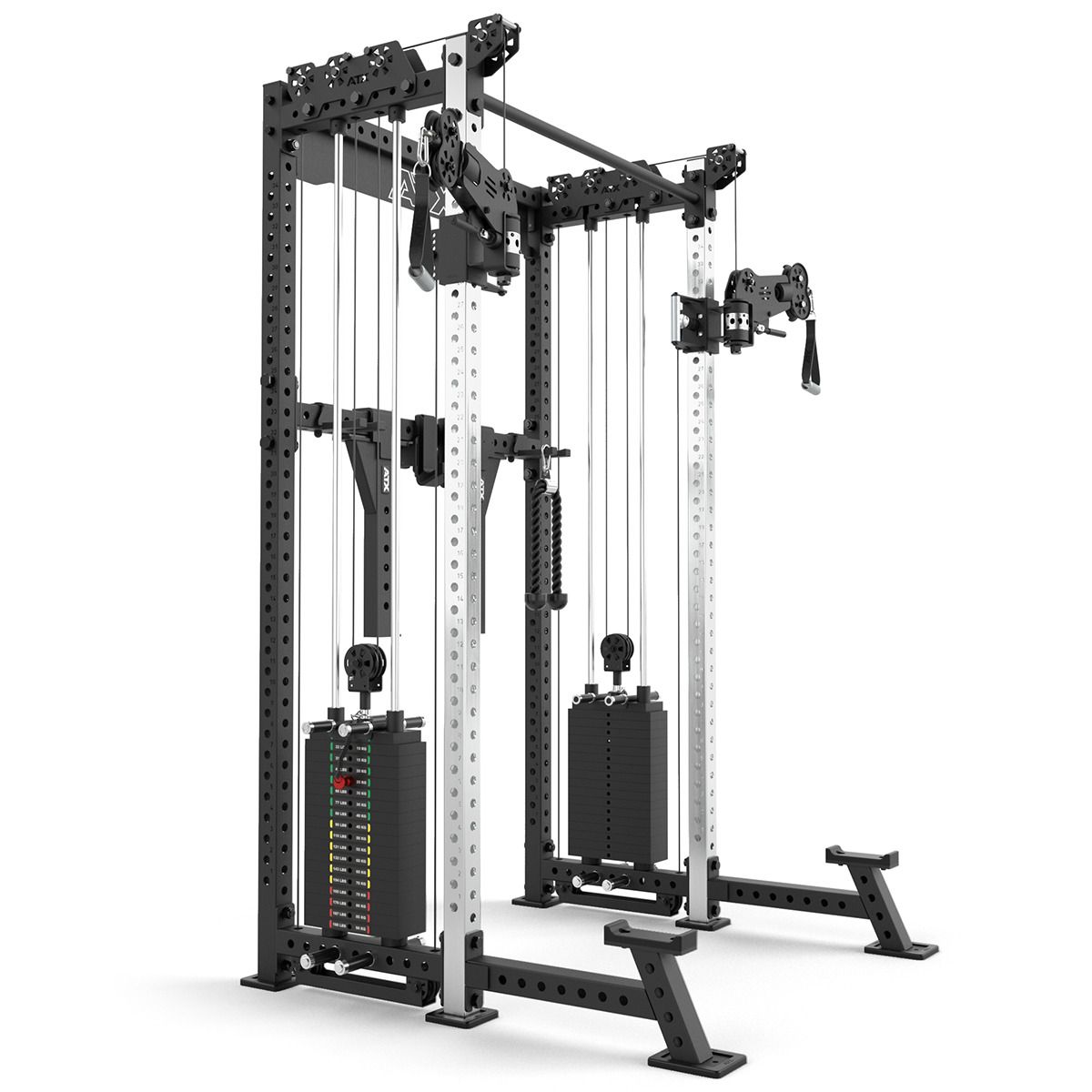 Cable Half Rack med 2 x 90 kg vektstabel, J-Hooks og Safety Spotter - ATX