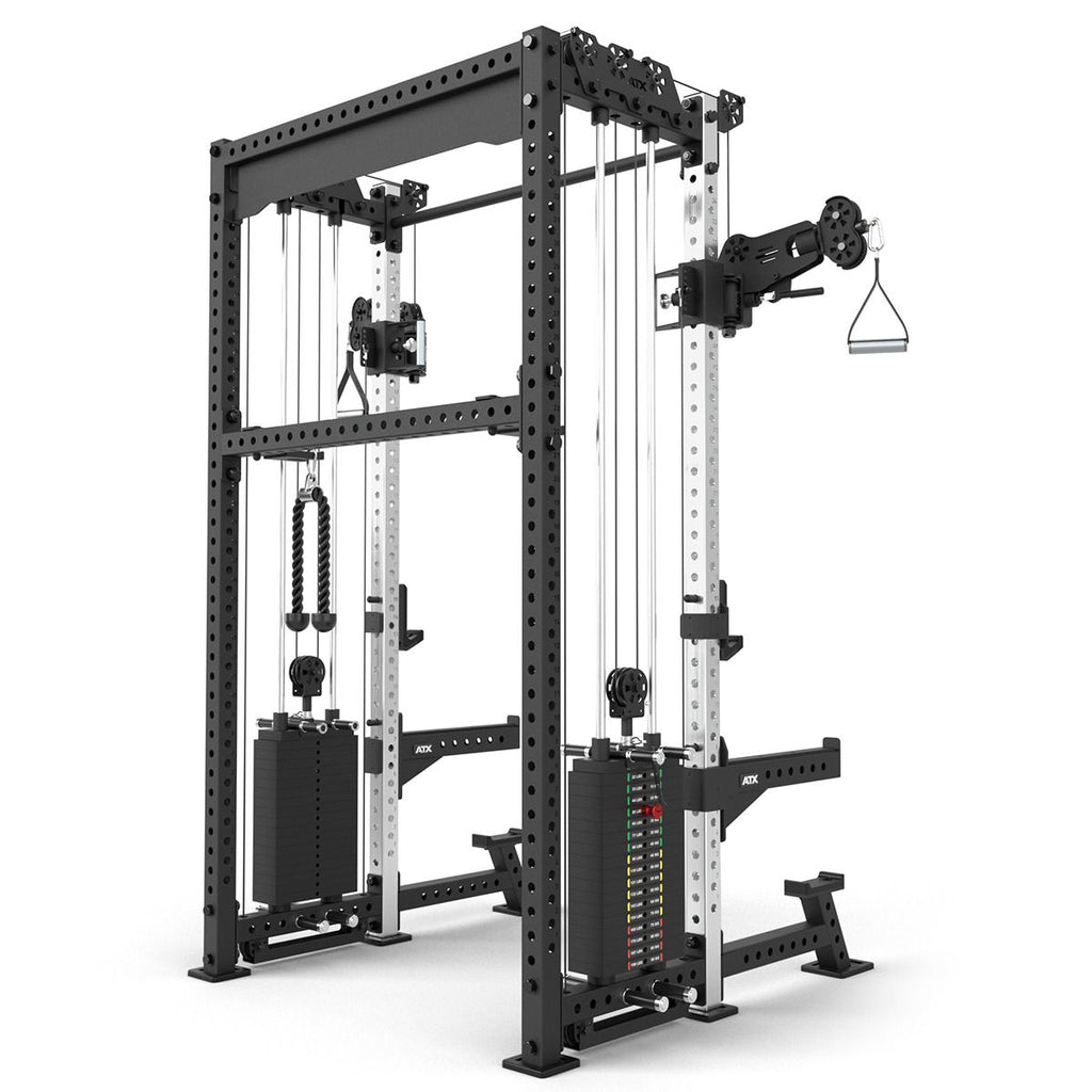 Cable Half Rack med 2 x 90 kg vektstabel, J-Hooks og Safety Spotter - ATX