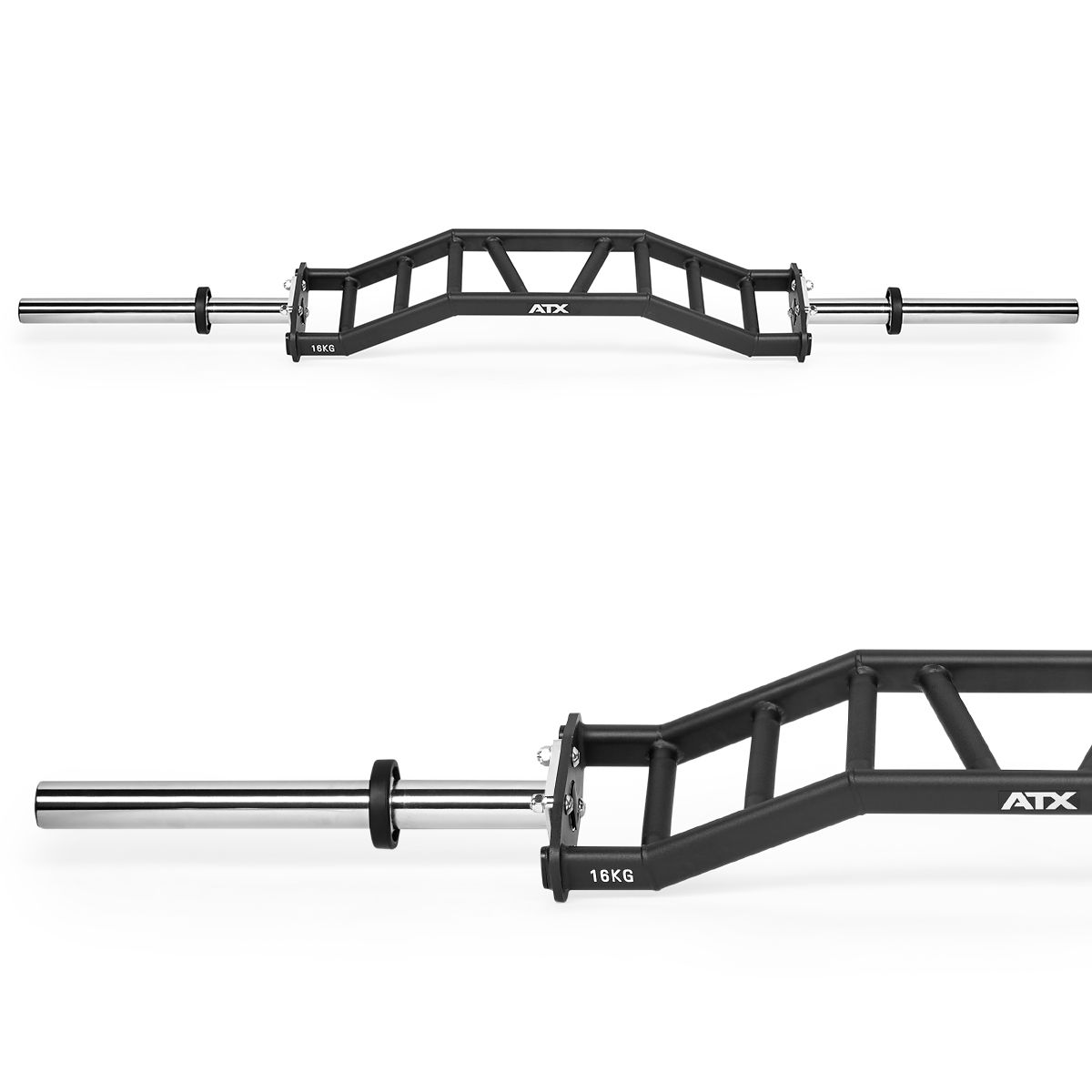 Cambered swiss bar 50 mm, 200 cm, 4 grepsbredder, 16 kg bakside