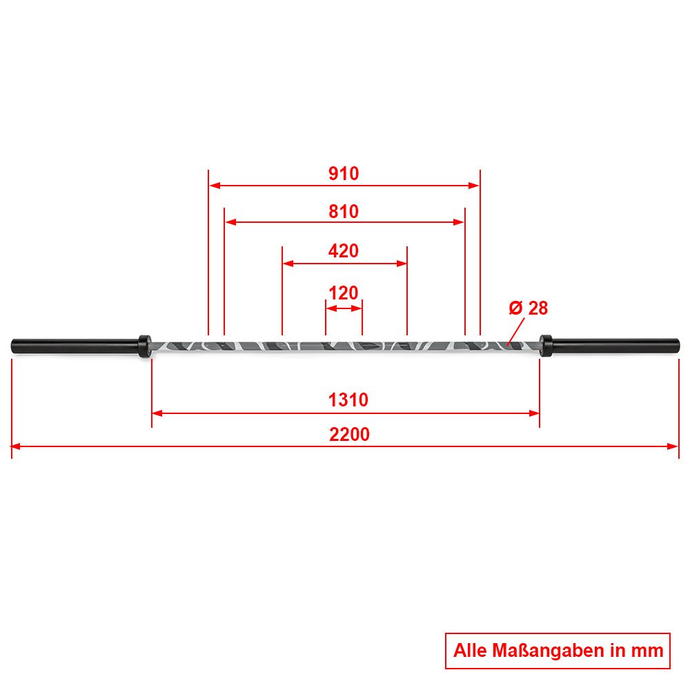 Camouflage Multi Power Bar 20 kg 220 cm nålelager logo