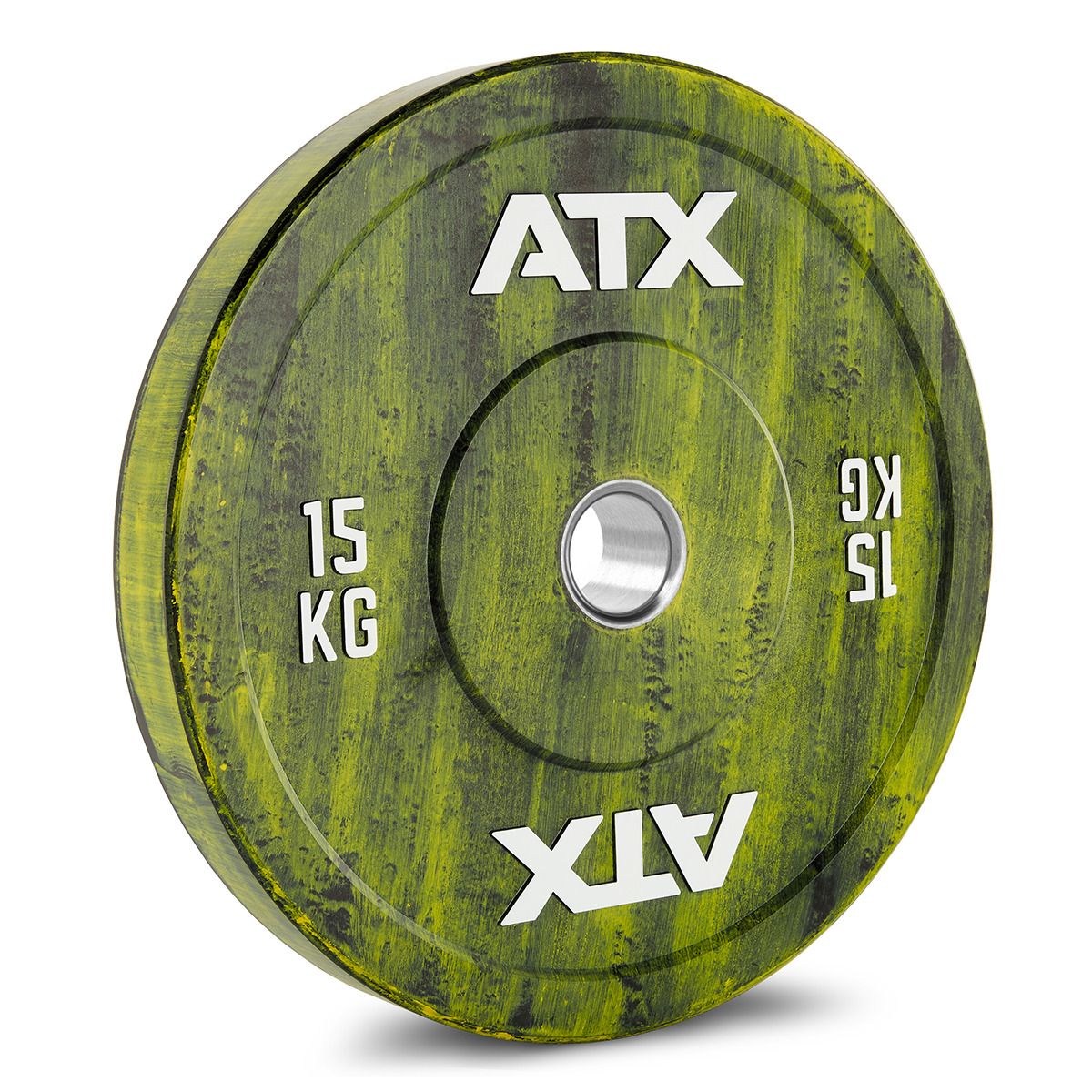 Color Fade Bumper Plate 15 kg gul, helgummi 50 mm forfra
