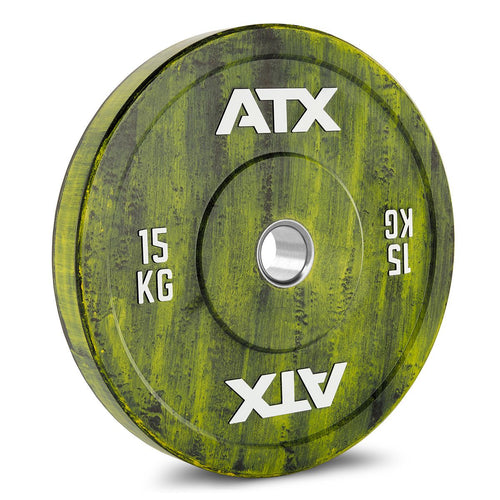 Color Fade Bumper Plate 15 kg gul, helgummi 50 mm forfra