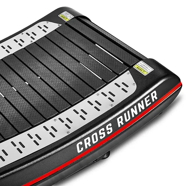Detalj av røde aksenter på Curved treadmill Cross Runner med motstandsregulering 180 kg