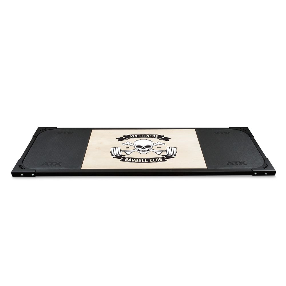 Deadlift platform med Barbell Club-motiv forfra