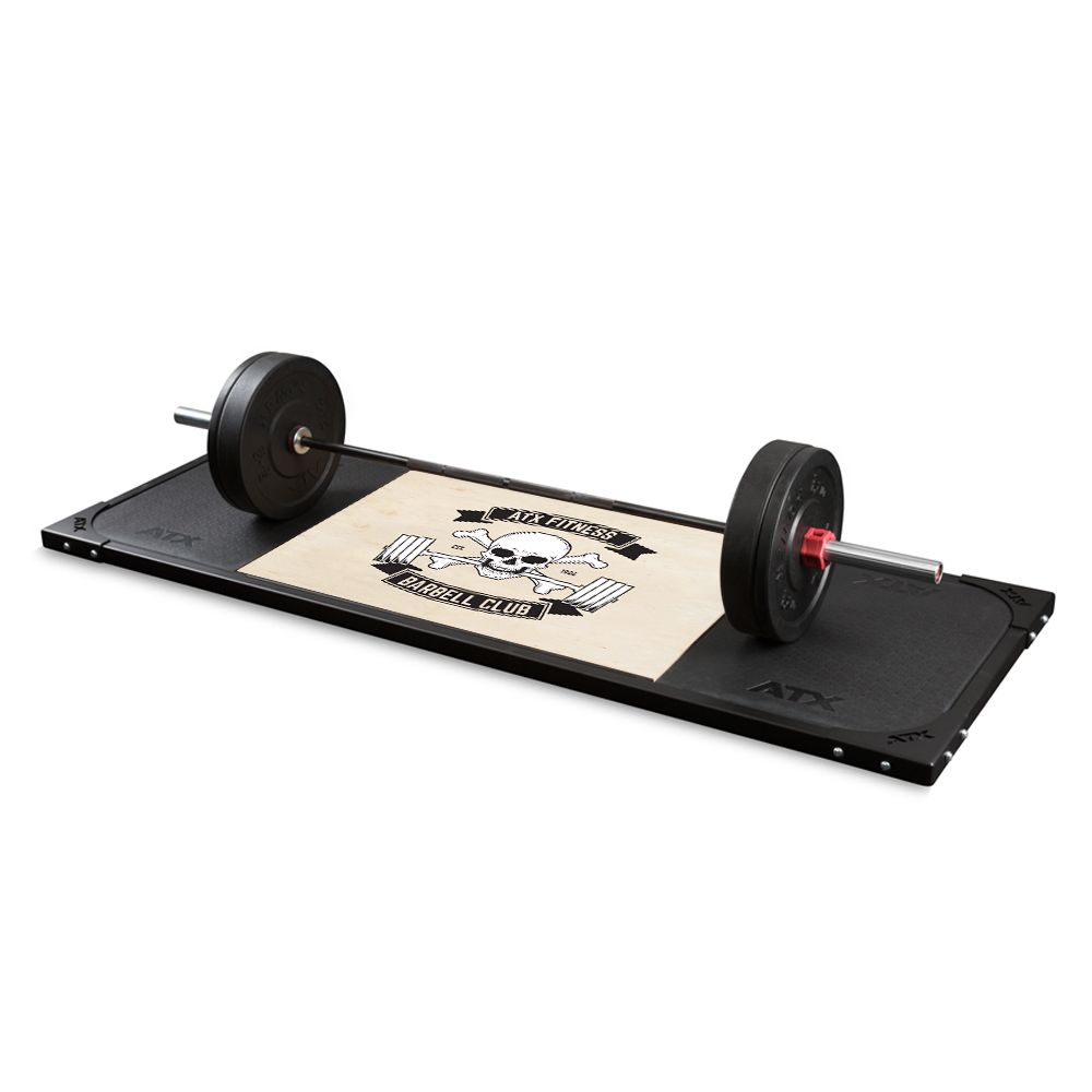 Deadlift platform med Barbell Club-motiv bakside