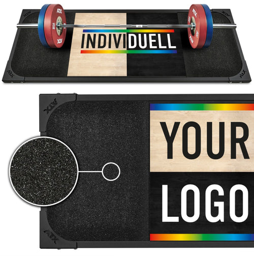 Deadlift-plattform 250 x 88 cm gummigranulat 50 mm bakside