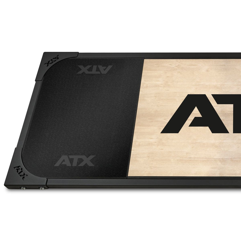 Deadlift-plattform 250 x 88 cm helgummi 50 mm ATX Classic montert i treningsrom