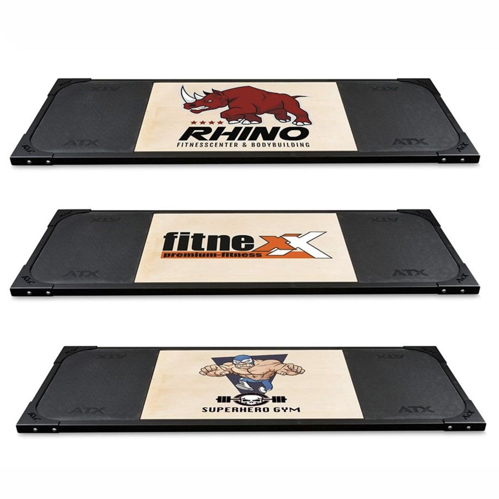 Nærbilde av Deadlift-plattform 250 x 88 cm helgummi 50 mm tilpasset