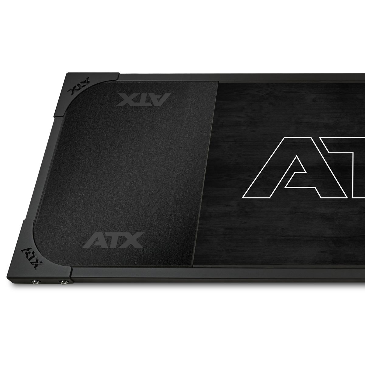 Deadlift-plattform 250x88 cm helgummi 50 mm ATX Black montert i treningsrom