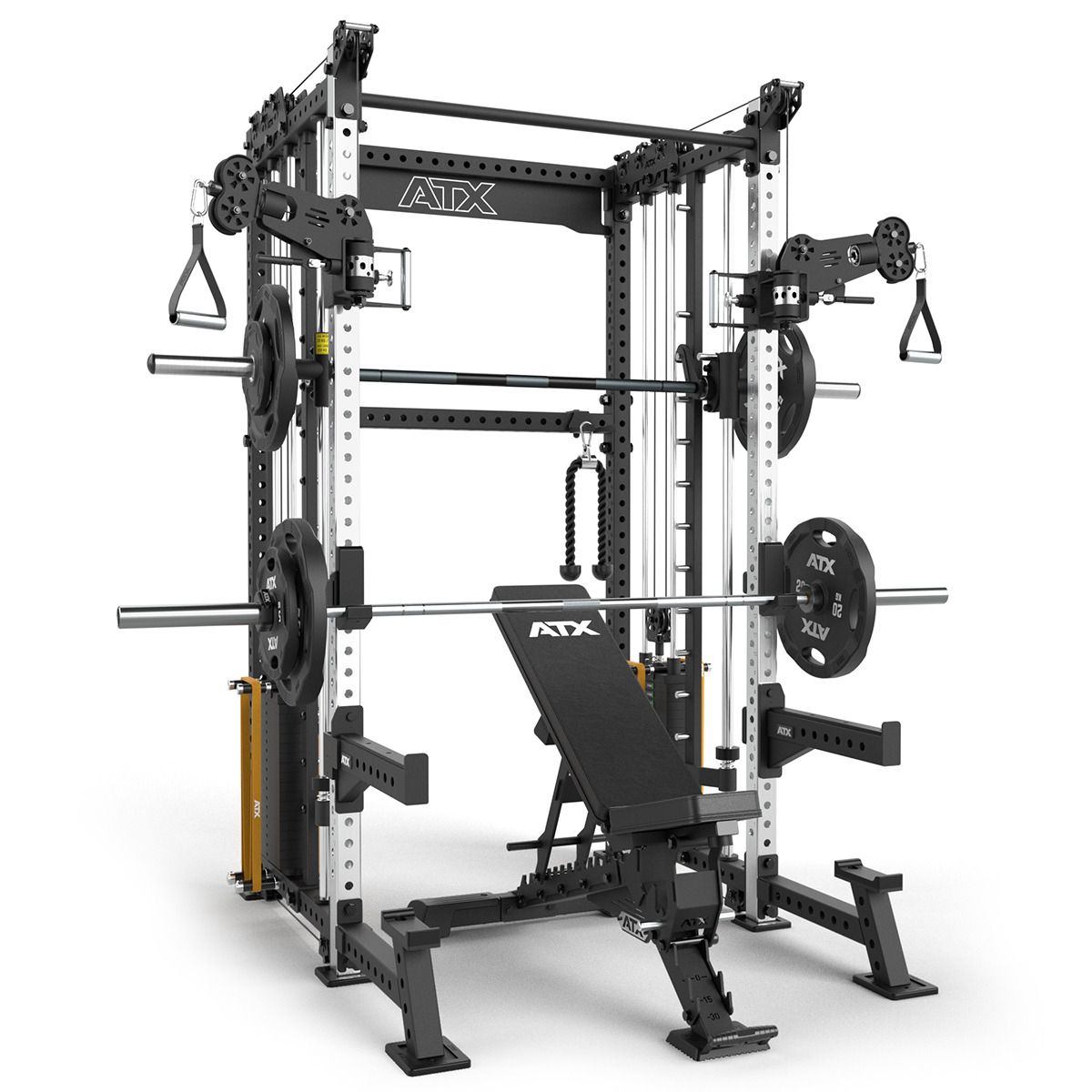 Detalj av Smith Machine på Rack med kabelstasjon og Smith Machine