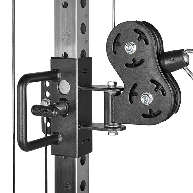 Sideprofil av Dual pulley kabelmaskin 2 x 90 kg vektblokk 300 kg
