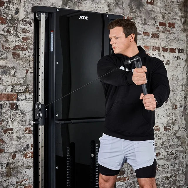 Duo veggmontert kabelstasjon med 2 x 60 kg vektstabel sideprofil