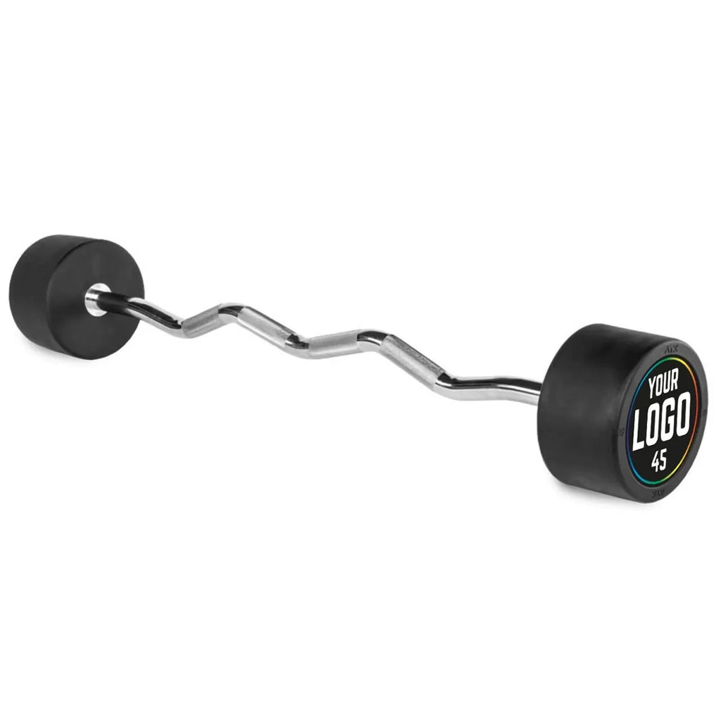 EZ Bar gummibelagt 17,5 kg med egen logo forfra