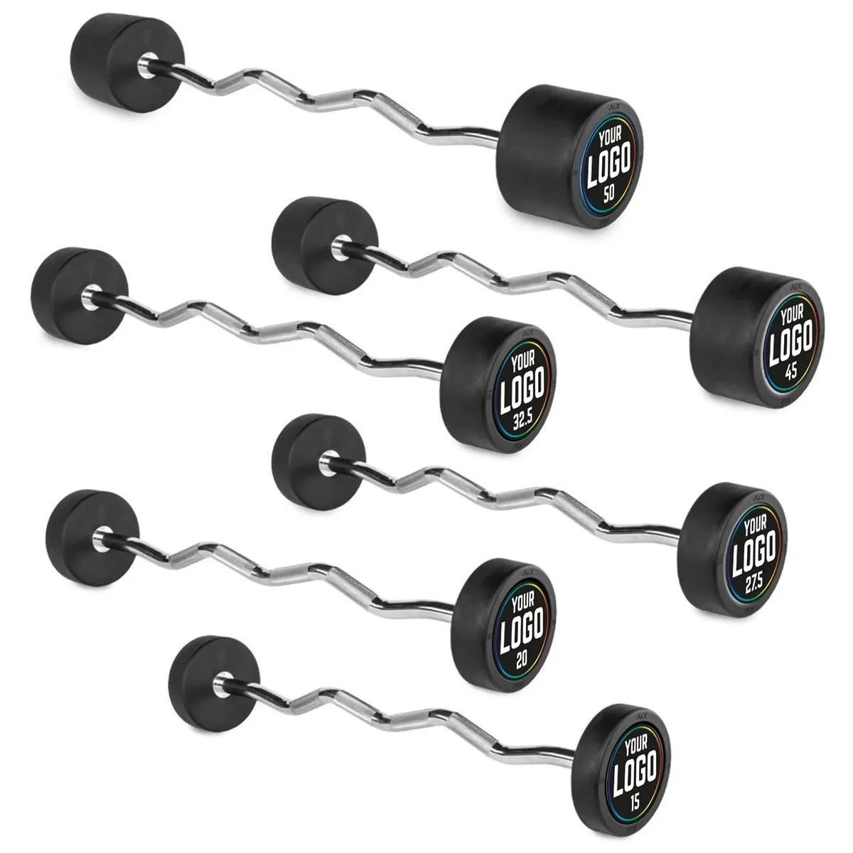 Detalj av grep på EZ Bar gummibelagt 17,5 kg med egen logo
