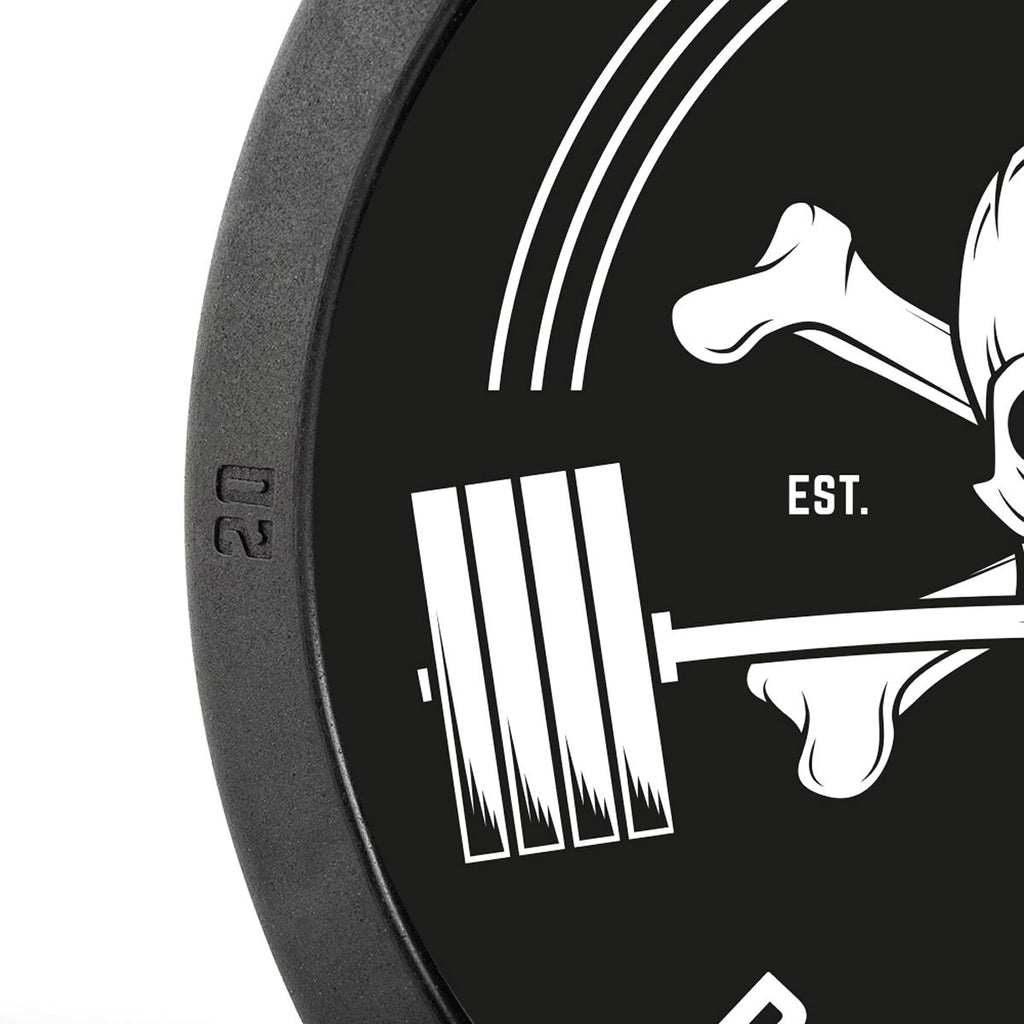 Sideprofil av EZ Bar Rubber gummibelagt 32,5 kg Barbell Club Logo