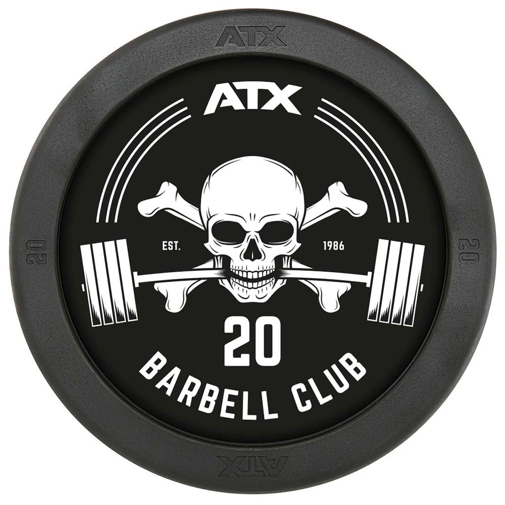 EZ Bar Rubber gummibelagt 35,0 kg Barbell Club Logo nærbilde av gummibelegg