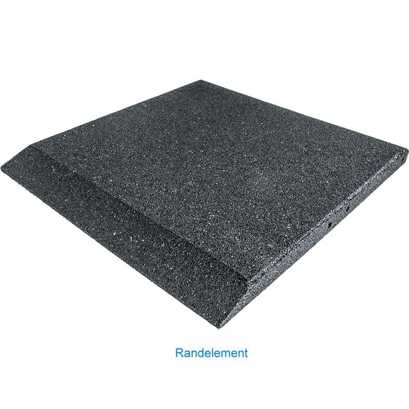 Fallbeskyttelsesmatte gummigranulat 30 mm 50x50 cm kantplate sett forfra