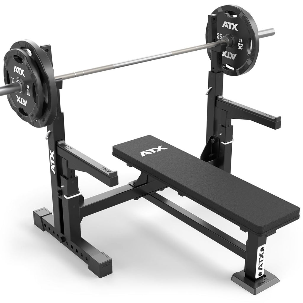 Flat Bench Press 700-serie 500 kg med vektstativ bakside
