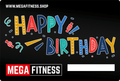 Gavekort med Happy Birthday-motiv for hjemmetrening