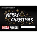 Gavekort med Merry Christmas-motiv for hjemmetrening forfra