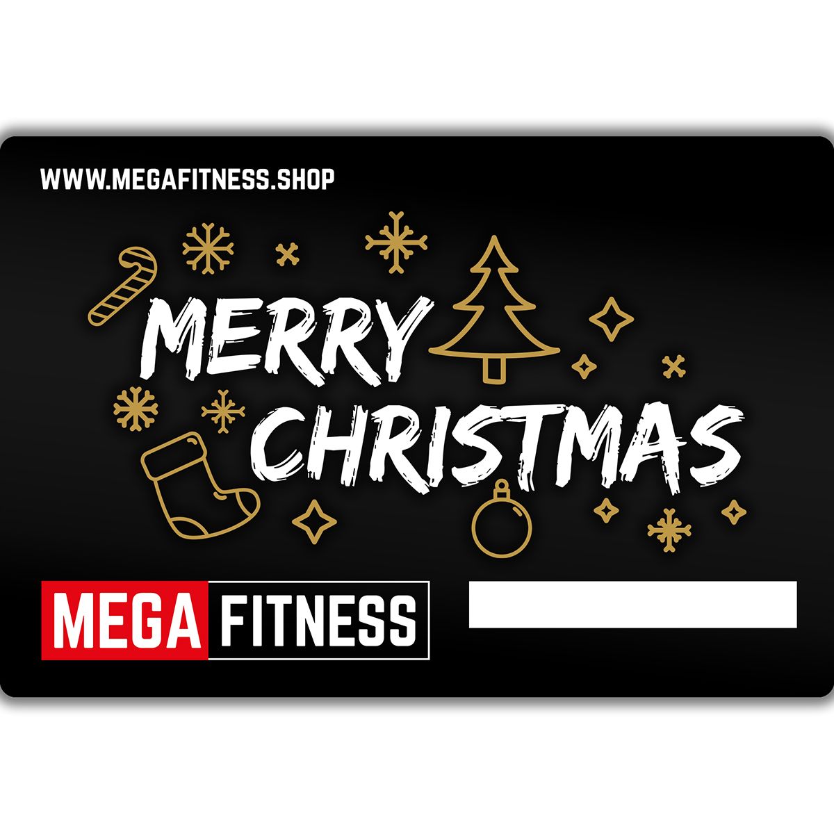 Gavekort med Merry Christmas-motiv for hjemmetrening forfra