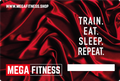 Gavekort med sitat «Train.Eat.Sleep.Repeat» for trening
