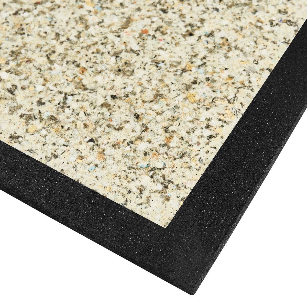 Gulvbeskyttelse med lyddemping 1000 x 1000 x 20 mm ΔLw i bruk